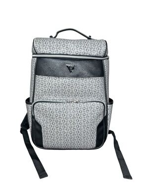 Guess Insignia Faux Leather Gray Black Stylish unisex Travel Backpack Diaper Bag